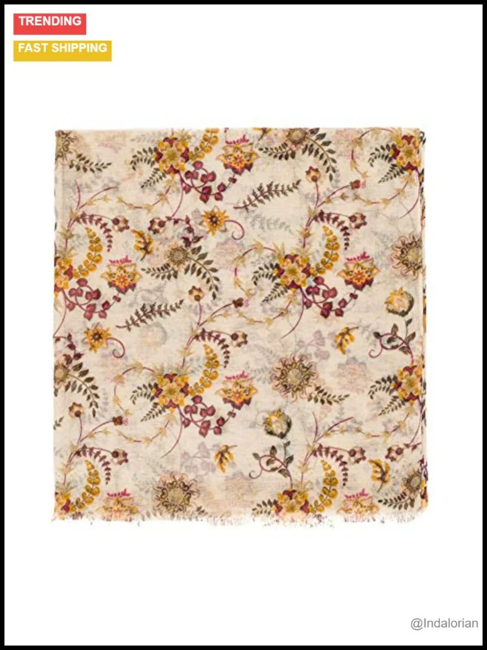 Lightweight Floral Scarf Shawl Wrap - 100% Viscose from Bamboo - Versatile